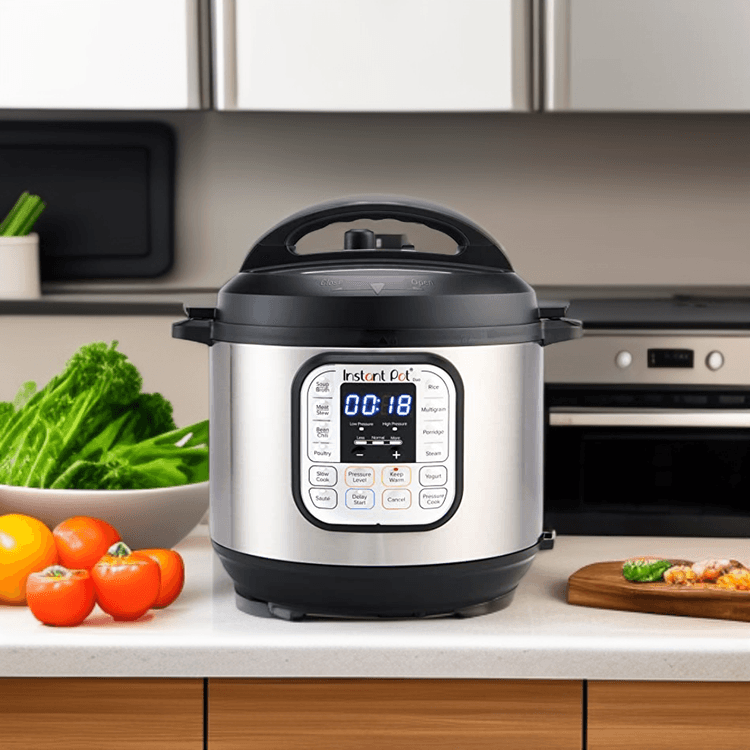 How to Take Product Photos for Pressure Cooker: Showcase your kitchen gadgets in a homely setting using our AI product photo generator.